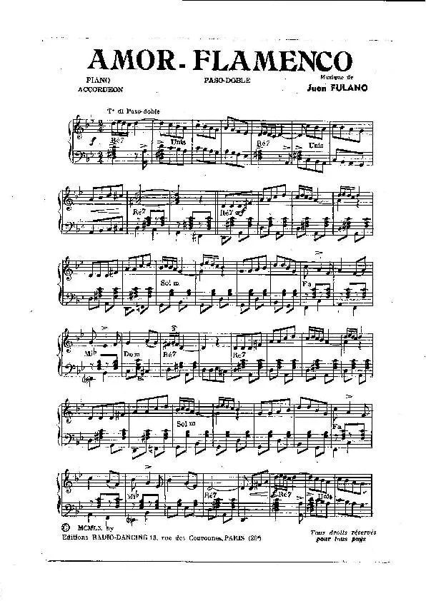 télécharger la partition d'accordéon Amor Flamenco (Orchestration) (Paso Doble) au format PDF