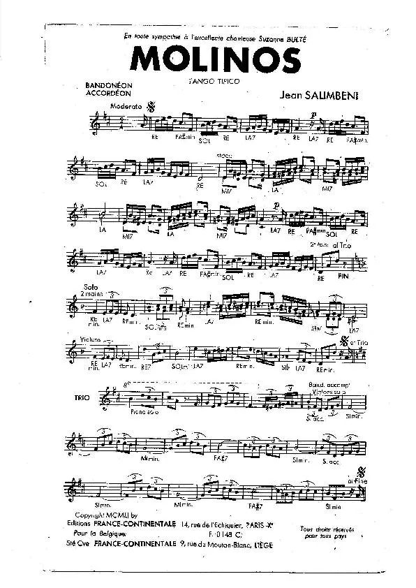 télécharger la partition d'accordéon Molinos (Tango Tipico) au format PDF