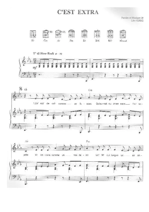 télécharger la partition d'accordéon C'est extra (Slow Rock) au format PDF