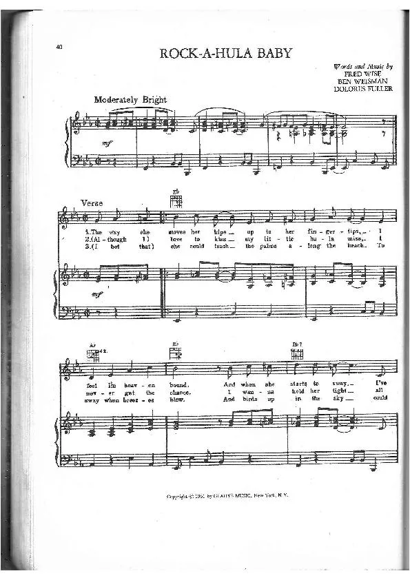 télécharger la partition d'accordéon Rock a hula baby (Chant : Elvis Presley) (Ballade Pop) au format PDF
