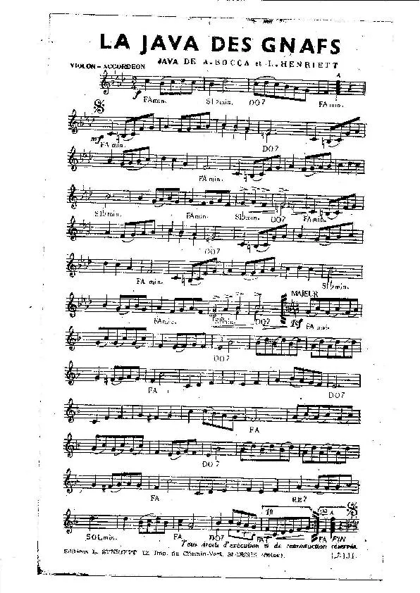 télécharger la partition d'accordéon La java des Gnafs (Orchestration) au format PDF