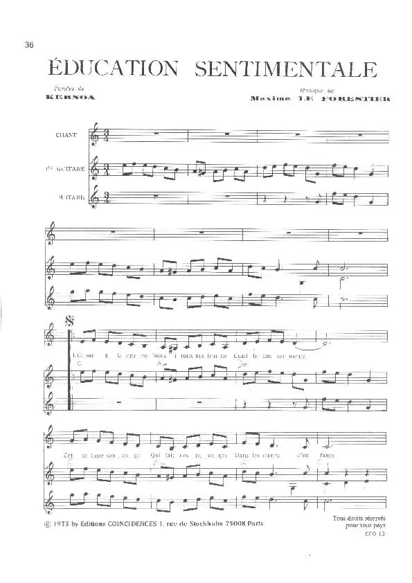 télécharger la partition d'accordéon Education sentimentale (Pop) au format PDF