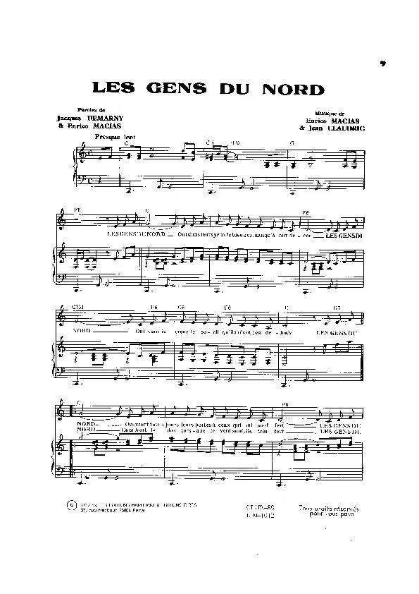 télécharger la partition d'accordéon Les gens du Nord (Pop) au format PDF