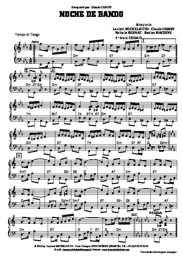 télécharger la partition d'accordéon Noche de Bando (Tango) au format PDF