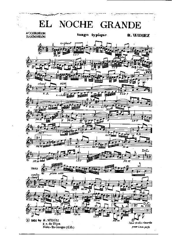 télécharger la partition d'accordéon El noche grande (Tango Typique) au format PDF