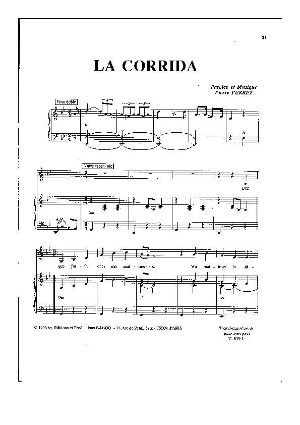 télécharger la partition d'accordéon La corrida (Paso Doble) au format PDF