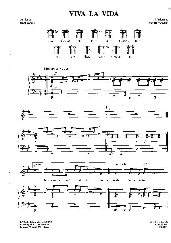 télécharger la partition d'accordéon Viva la vida (Pop) au format PDF