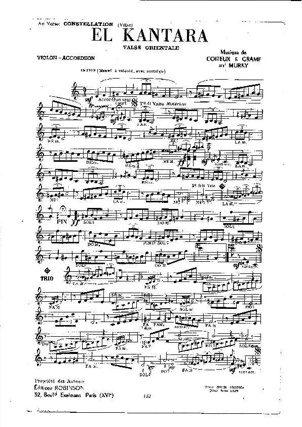 télécharger la partition d'accordéon El Kantara (Arrangement : Ch Murky) (Valse Orientale) au format PDF