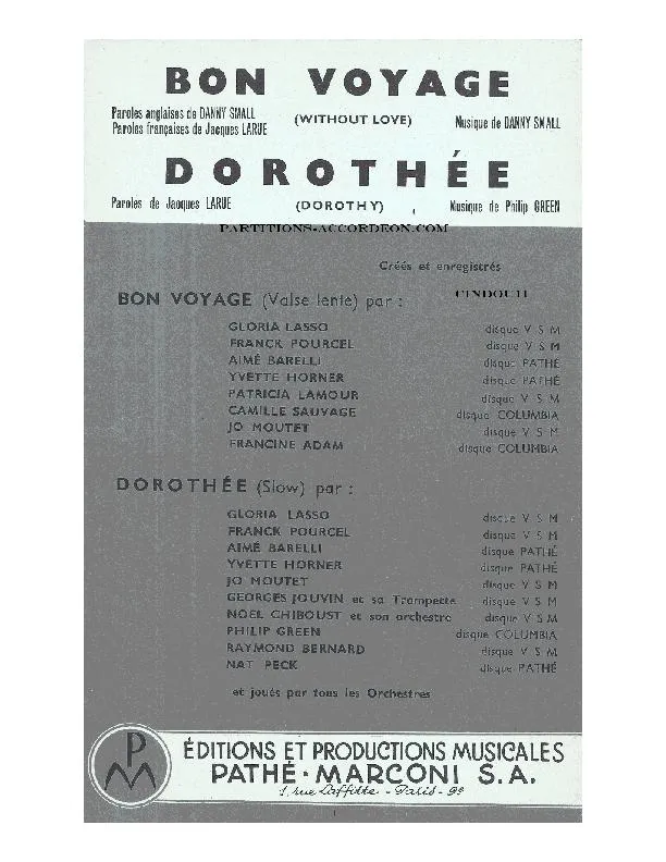 télécharger la partition d'accordéon Dorothée (Dorothy) (Orchestration Complète) (Slow) au format PDF