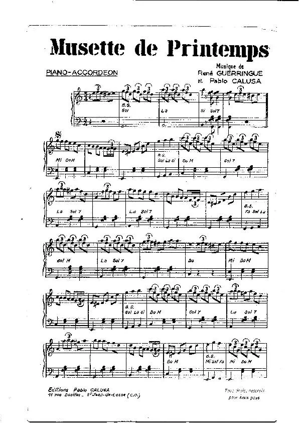 télécharger la partition d'accordéon Musette de printemps (Valse Variations) au format PDF