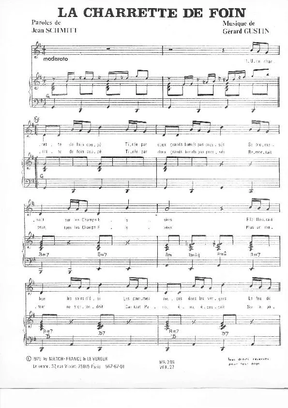 télécharger la partition d'accordéon La charrette de foin (Chant : Marcel Amont) au format PDF