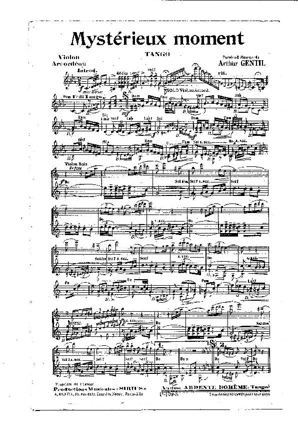 télécharger la partition d'accordéon Mystérieux moment (Tango) au format PDF