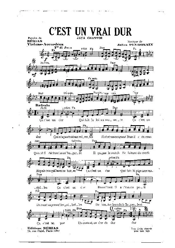 télécharger la partition d'accordéon C'est un vrai dur (Orchestration) (Java) au format PDF