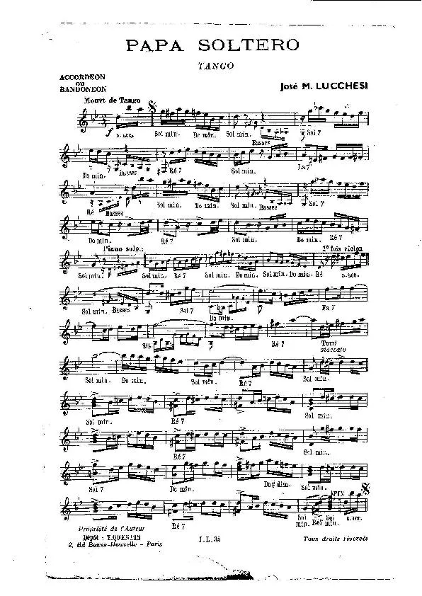 télécharger la partition d'accordéon Papa Soltero (Tango) au format PDF