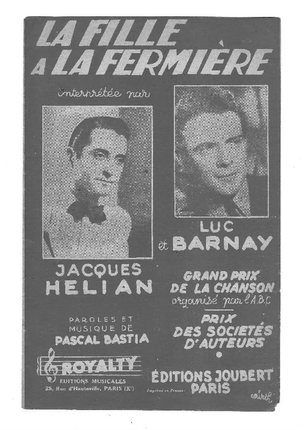 télécharger la partition d'accordéon La fille à la fermière (Chant : Jacques Hélian / Luc Barnay) (Marche) au format PDF