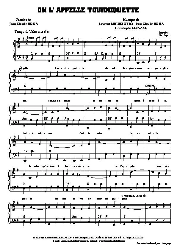 télécharger la partition d'accordéon On l'appelle Tourniquette (Valse Musette) au format PDF
