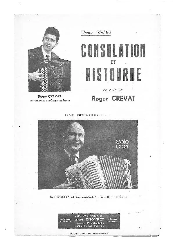 télécharger la partition d'accordéon Consolation (Créée par : Alexandre Boccoz) (Valse) au format PDF