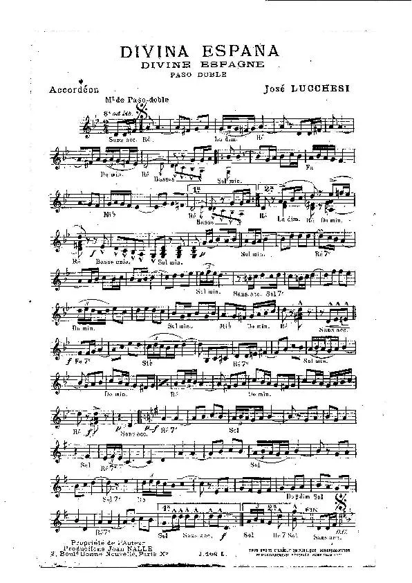 télécharger la partition d'accordéon Divina Espana (Divine Espagne) (Orchestration Complète) (Paso Doble) au format PDF