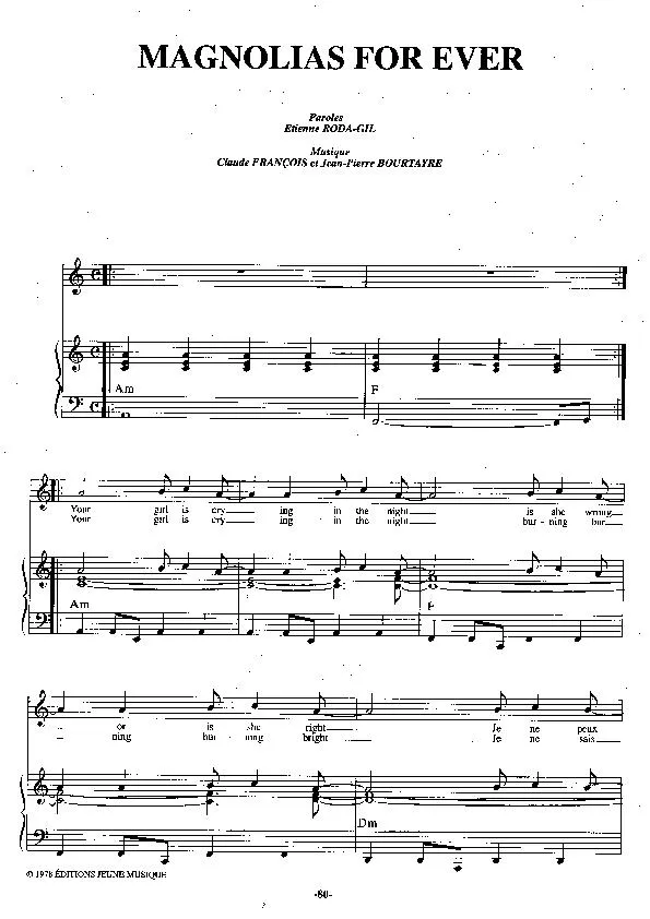 télécharger la partition d'accordéon Magnolias for ever (Disco) au format PDF