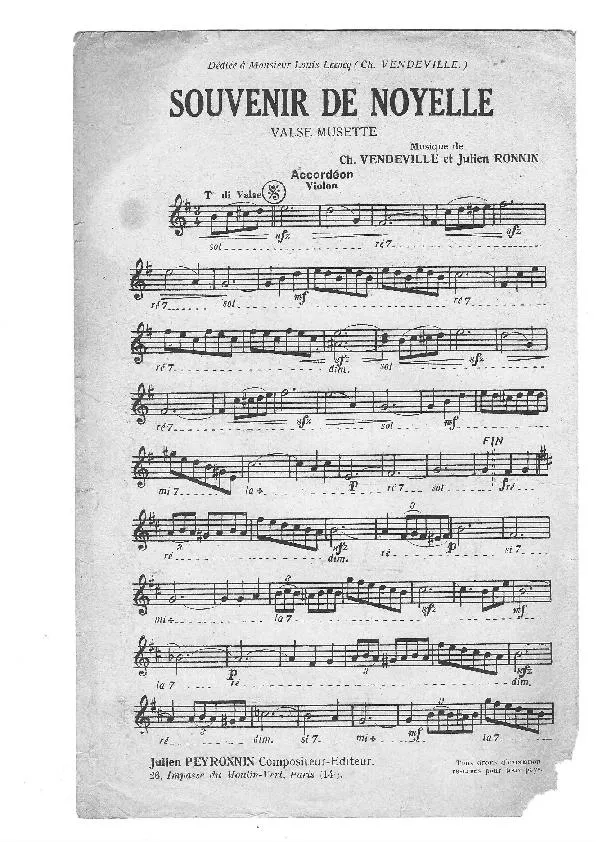 télécharger la partition d'accordéon Souvenir de Noyelle (Valse Musette) au format PDF