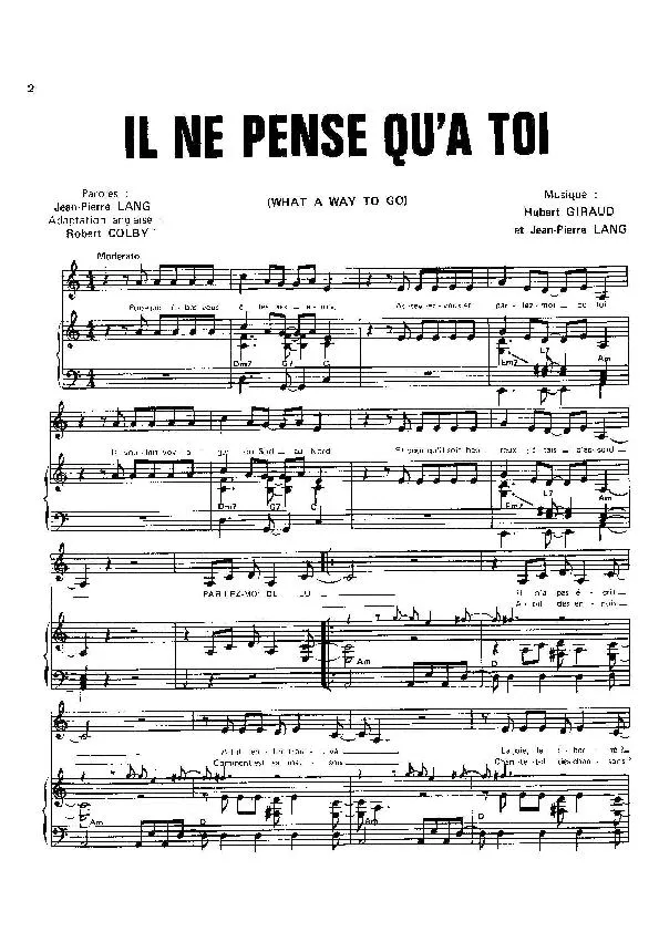 télécharger la partition d'accordéon Il ne pense qu'à toi (What a way to go) (Chant : Nicole Croisille) (Pop) au format PDF
