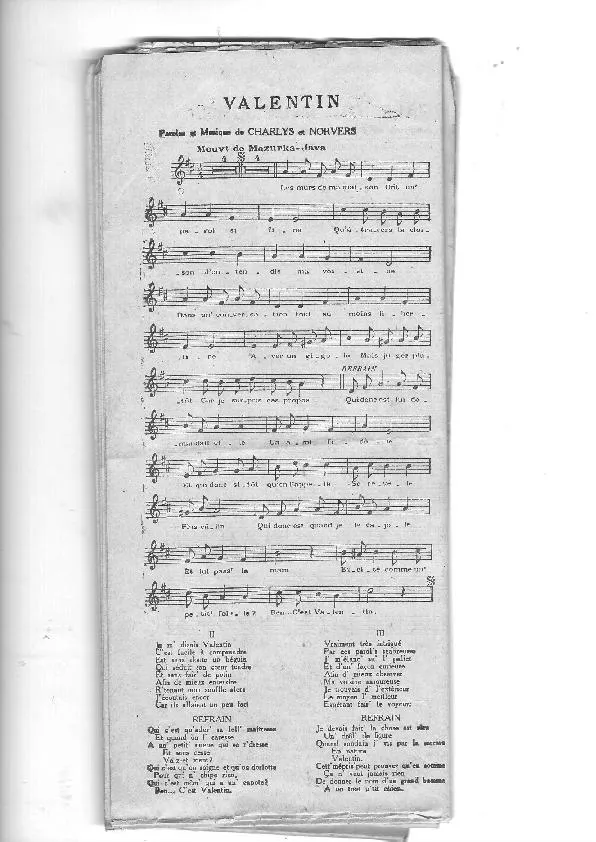 télécharger la partition d'accordéon Valentin (Chant : Jacques Tilbert) (Mazurka Java) au format PDF