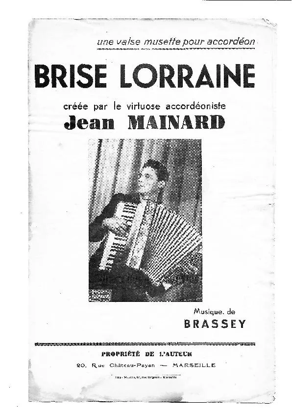 télécharger la partition d'accordéon Brise Lorraine (Créée par : Jean Mainard) (Valse Musette) au format PDF