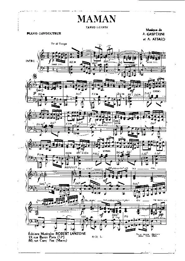 télécharger la partition d'accordéon Maman (Tango Chanté) au format PDF