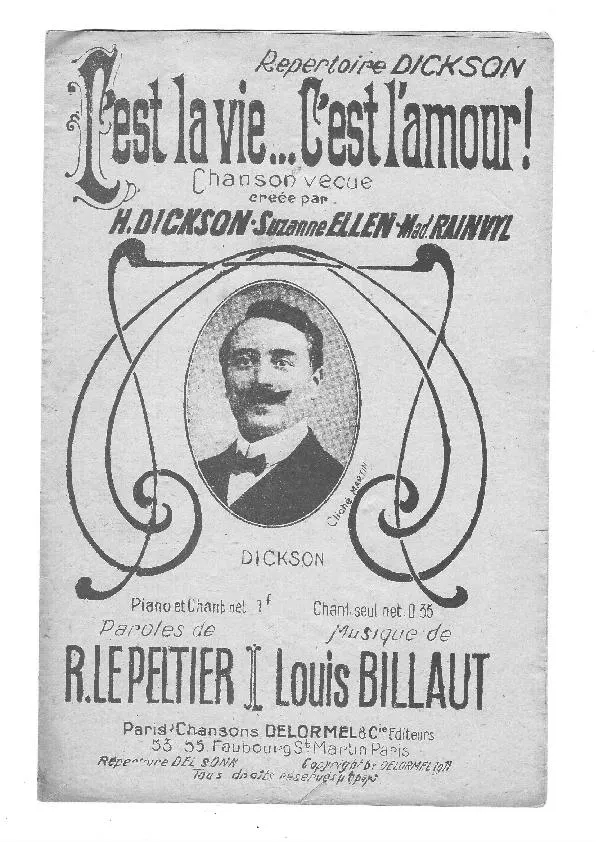 télécharger la partition d'accordéon C'est la vie C'est l'amour (Chant : Henri Dickson) (Valse) au format PDF