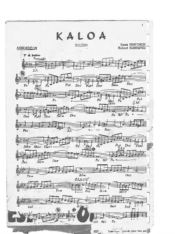 télécharger la partition d'accordéon Kaloa (Boléro) au format PDF