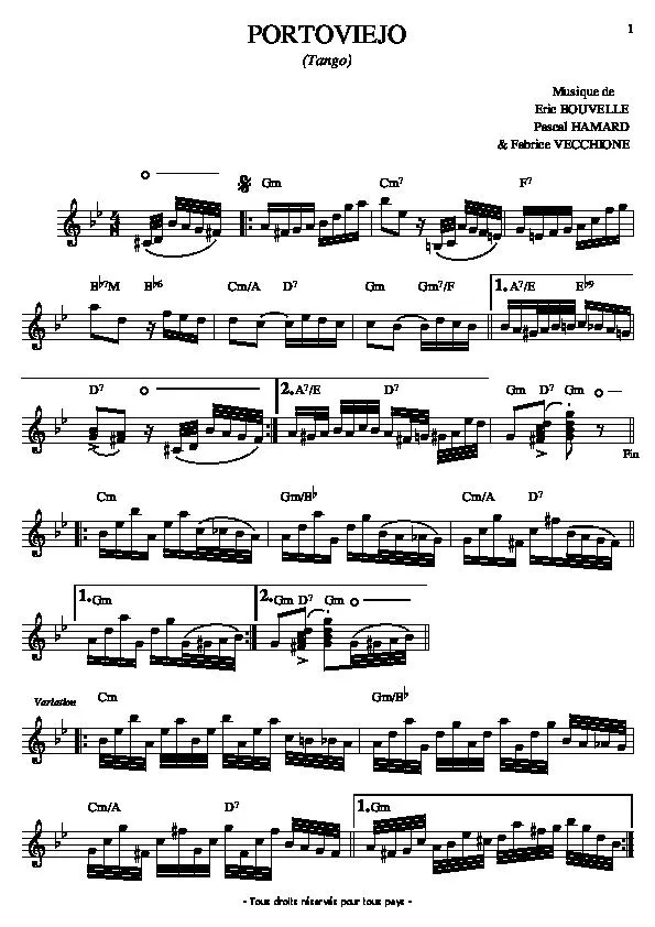 télécharger la partition d'accordéon Portoviejo (Tango) au format PDF