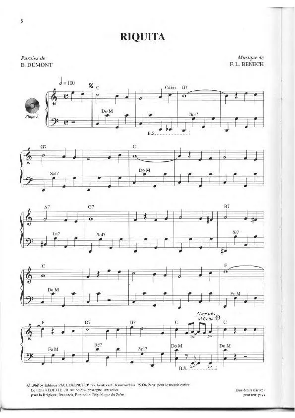 télécharger la partition d'accordéon Riquita (Chant : Georgette Plana) (Fox Trot) au format PDF