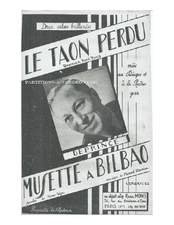 télécharger la partition d'accordéon Musette à Bilbao (Créée par : Adolphe Deprince) (Valse Fandango) au format PDF