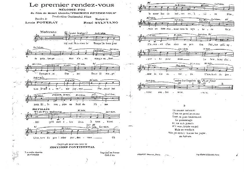 télécharger la partition d'accordéon Le premier rendez vous (Chant : Danielle Darrieux) (Fox) au format PDF