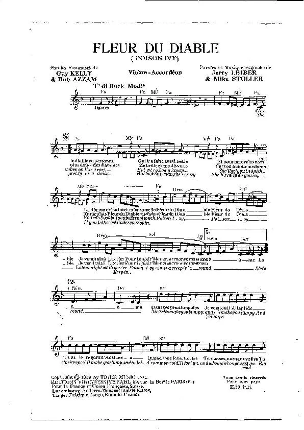 télécharger la partition d'accordéon Fleur du diable (Poison ivy) (Créé et Enregistré par : Bob Azzam) (Rock) au format PDF