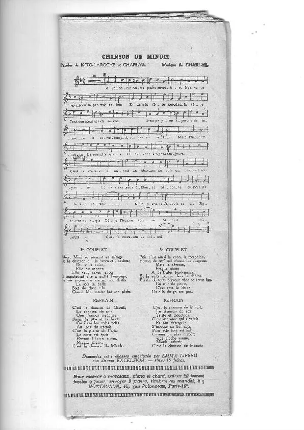 télécharger la partition d'accordéon Chanson de minuit (Chant : Emma Liebel) (Valse) au format PDF