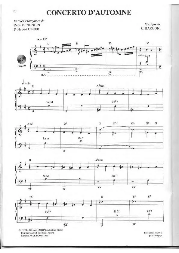 télécharger la partition d'accordéon Concerto d'automne (Chant : Tino Rossi) (Slow) au format PDF