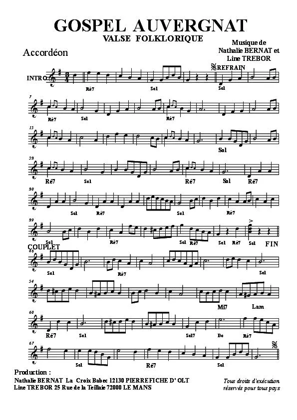 télécharger la partition d'accordéon Gospel Auvergnat (Valse Folklorique) au format PDF