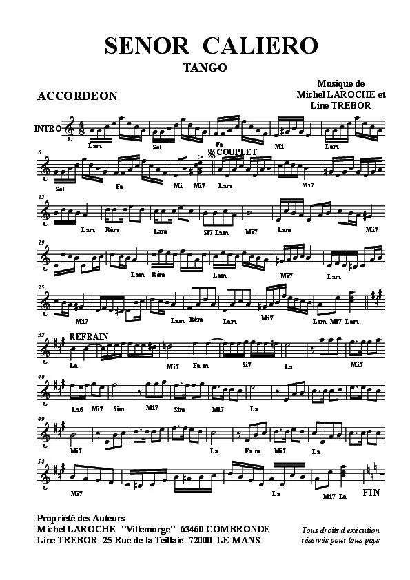 télécharger la partition d'accordéon Señor Caliero (Tango) au format PDF