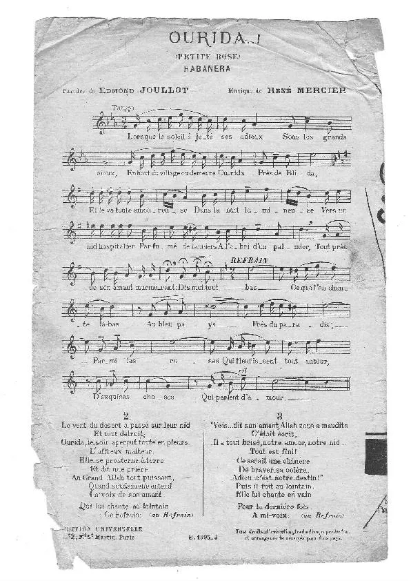 télécharger la partition d'accordéon Ourida (Petite rose) (Tango Habanera) au format PDF