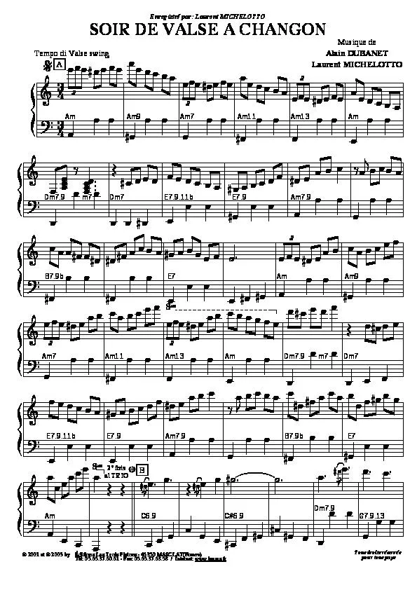 télécharger la partition d'accordéon Soir de valse à Changon (Valse Swing) au format PDF