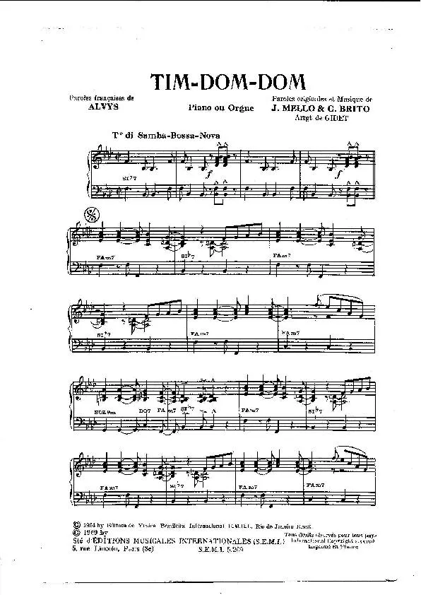 télécharger la partition d'accordéon Tim Dom Dom (Arrangement de : Gidet) (Orchestration / Guitares) (Samba Bossa Nova) au format PDF