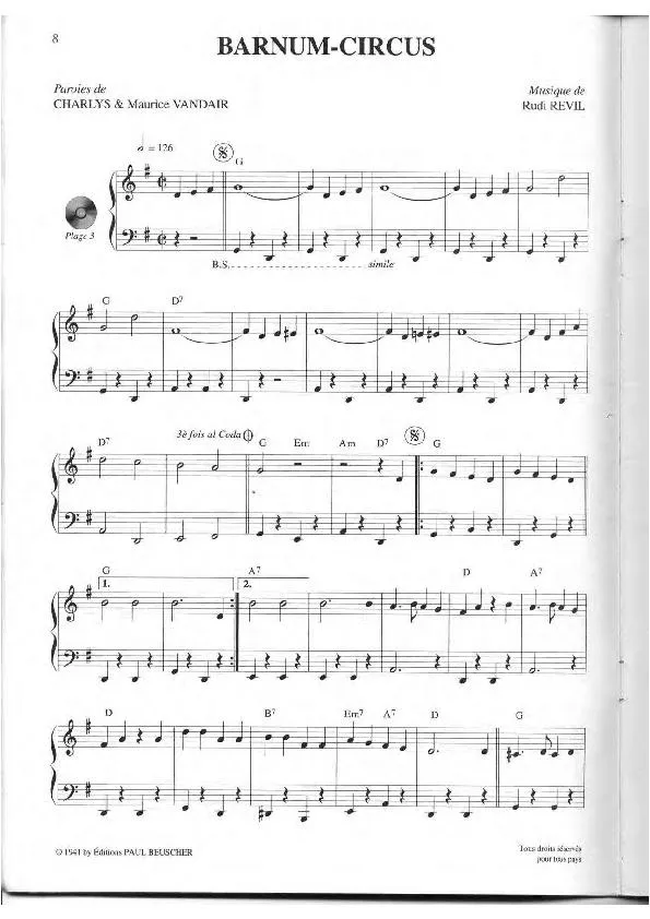 télécharger la partition d'accordéon Barnum Circus (Parade Foraine) au format PDF