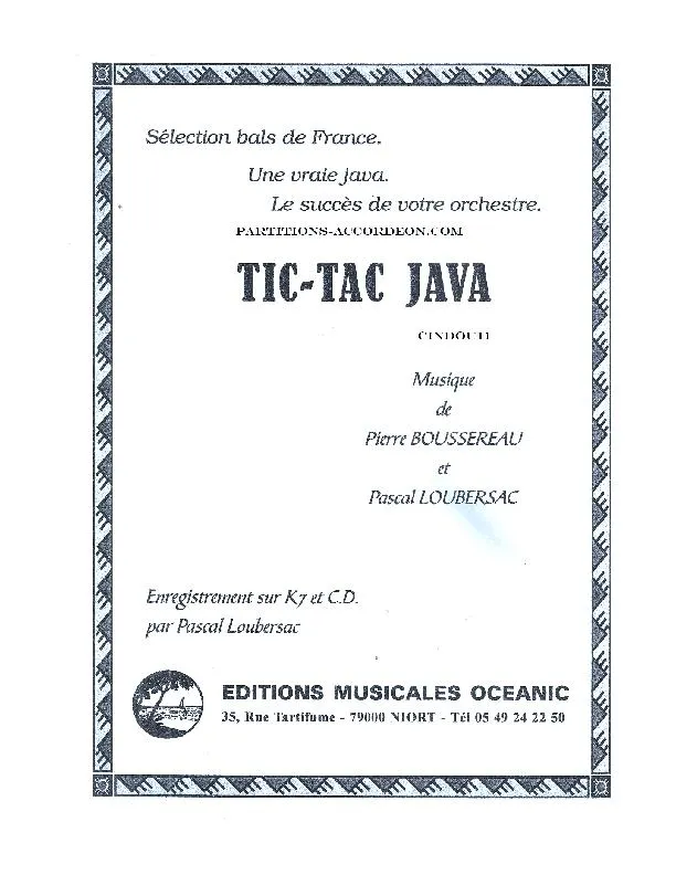 télécharger la partition d'accordéon Tic Tac Java au format PDF