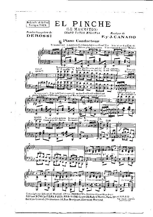 télécharger la partition d'accordéon El Pinche (Le Marmiton) (Grand Tango Milonga) au format PDF