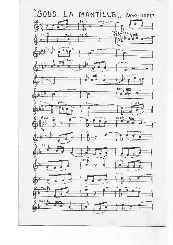 télécharger la partition d'accordéon Sous la Mantille (Paso Doble) (Manuscrite) au format PDF