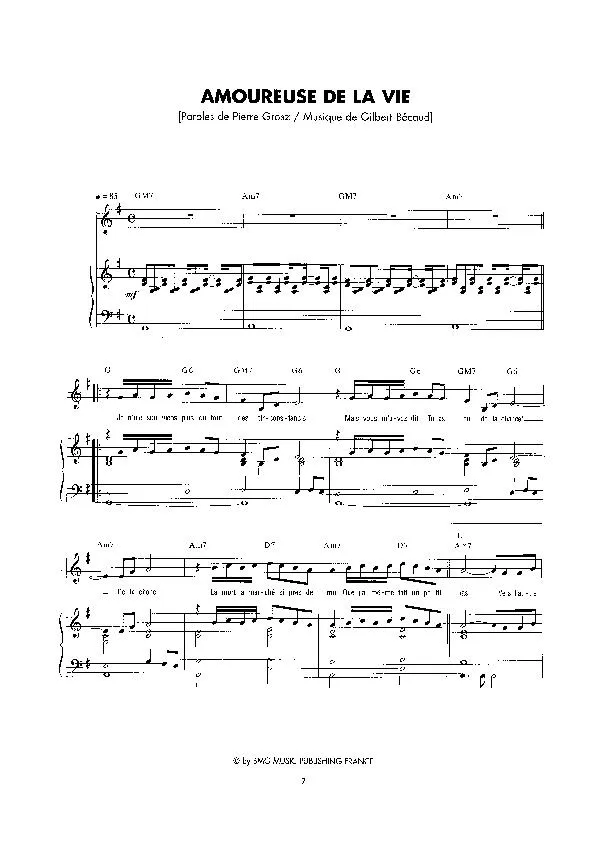 télécharger la partition d'accordéon Amoureuse de la vie (Chant : Dalida) (Pop) au format PDF