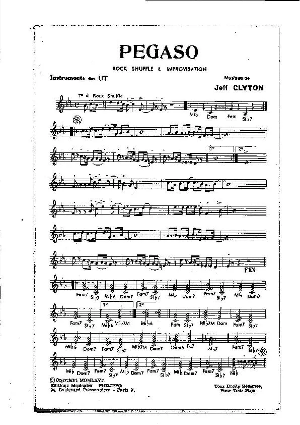 télécharger la partition d'accordéon Pegaso (Rock Shuffle à Improvisation) au format PDF
