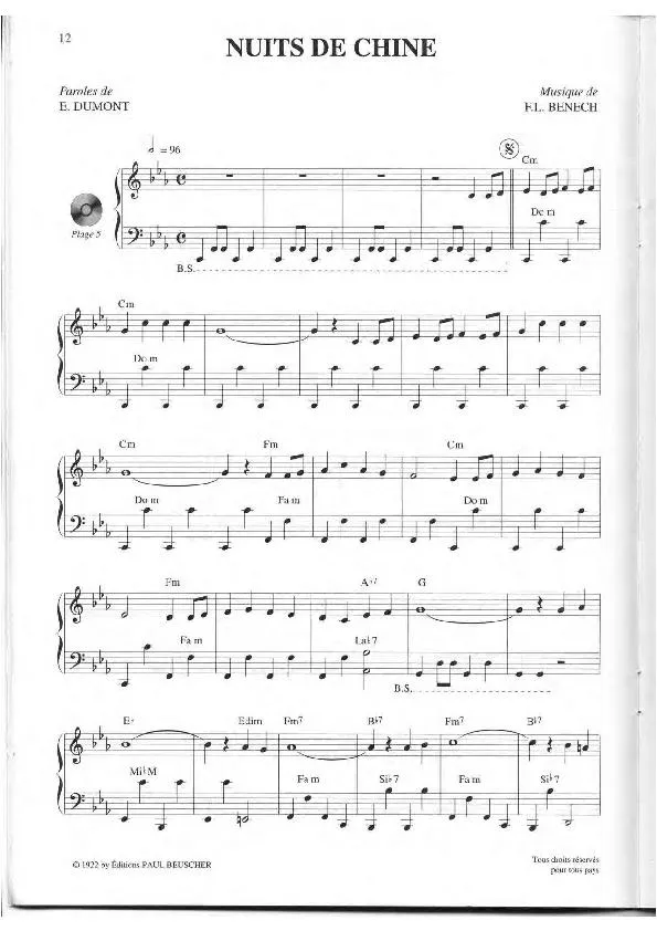 télécharger la partition d'accordéon Nuits de Chine (Chant : Anny Flore) (Fox Trot Oriental) au format PDF