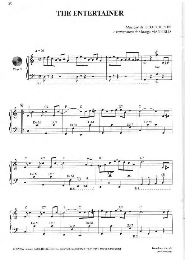 télécharger la partition d'accordéon The Entertainer (Arrangement : George Manfield) (Ragtime) au format PDF